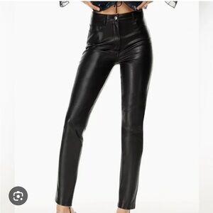 NWT Aritzia Wilfred Melina Sleek Black Leather Pants 4